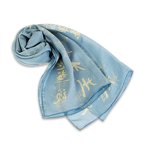 七言律詩絲巾-藍 168x47 cm