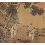 Product info: 複製 畫心 明 唐寅 鬪茶圖