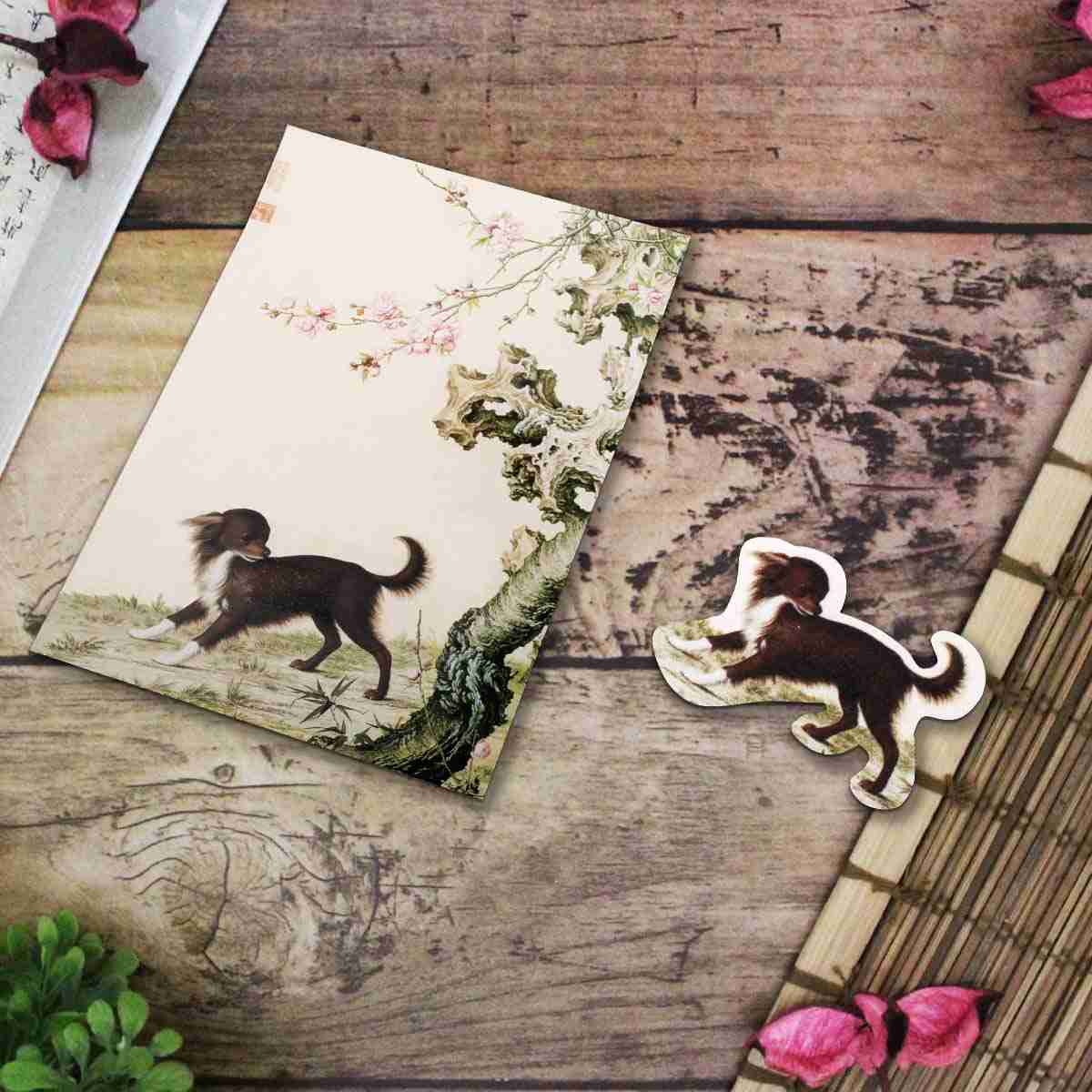 故宮精品網路商城 花底仙尨擦拭貼明信片