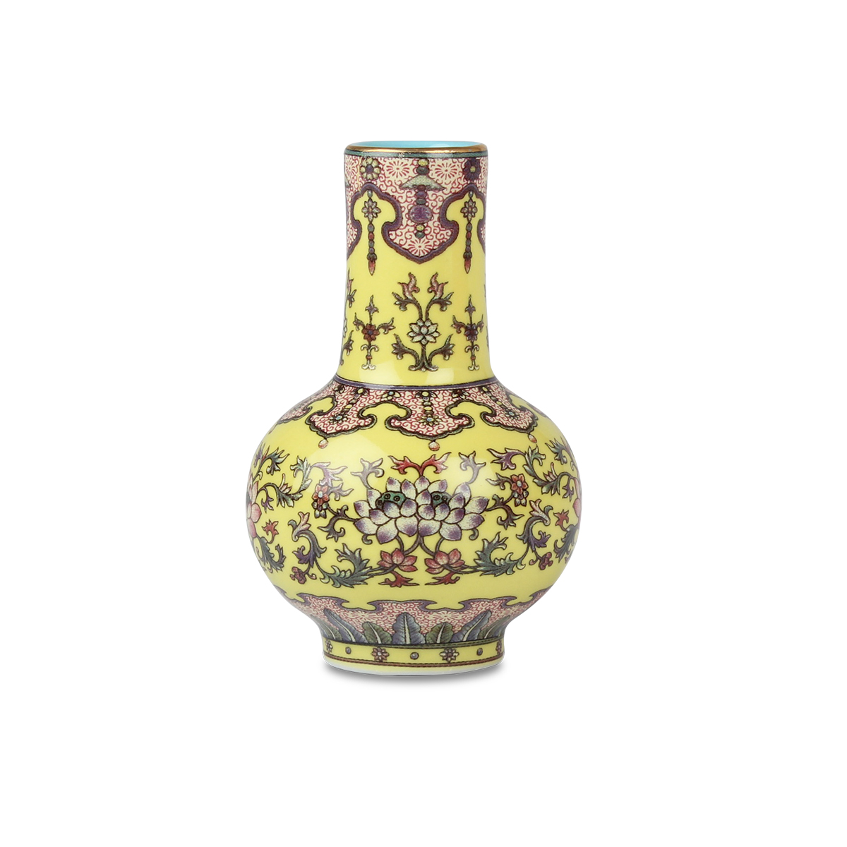 故宮精品網路商城- 黃地錦上添花紙槌瓶