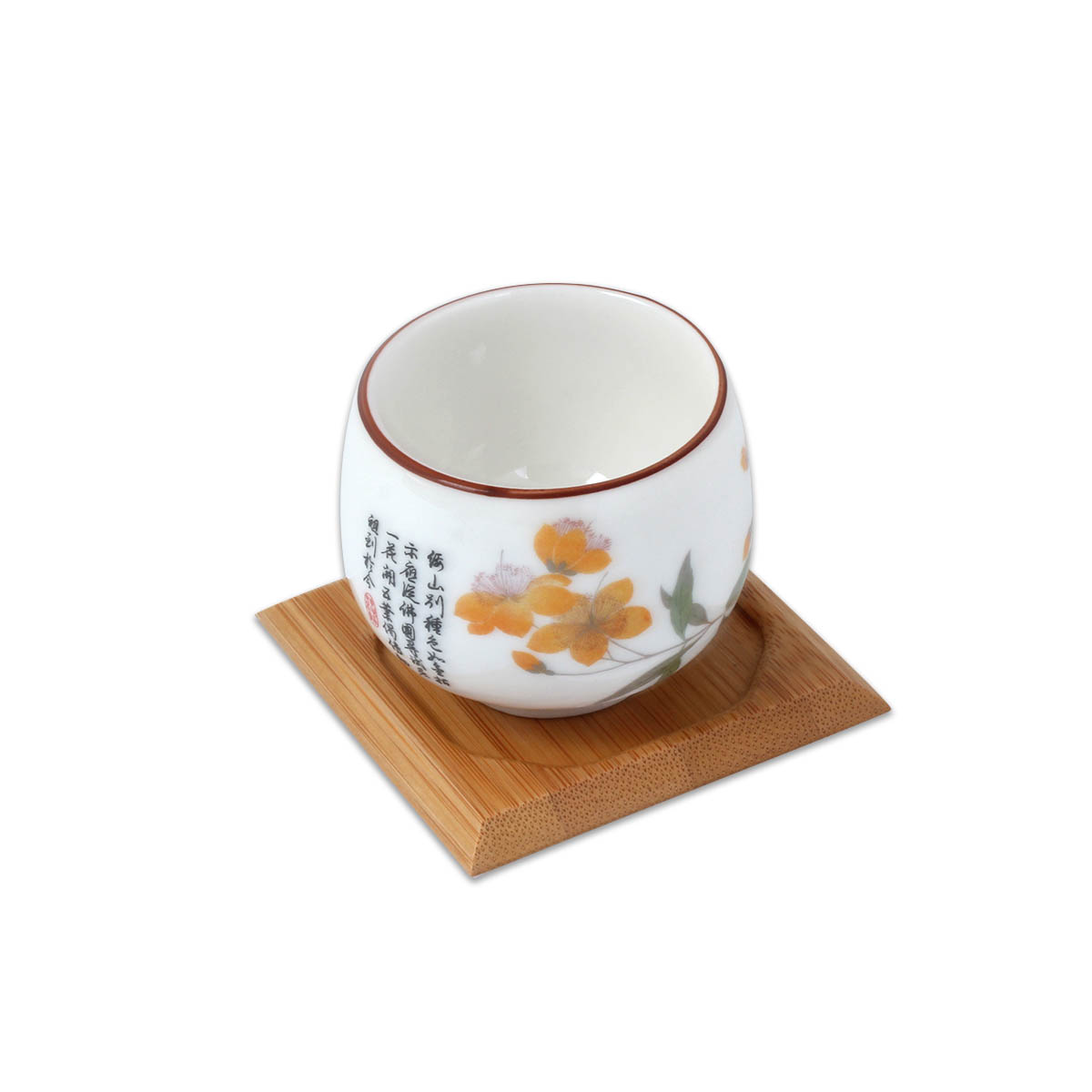 故宮精品網路商城- 故宮金絲桃花竹盤杯組