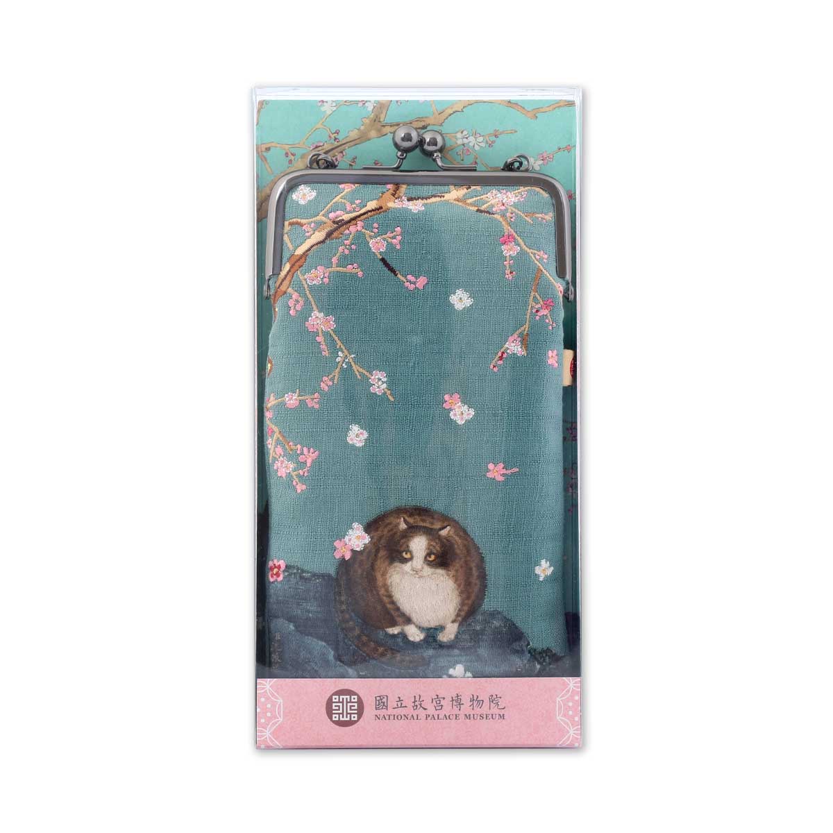 故宮精品網路商城- 紅梅小貓刺繡手機袋/萬用袋