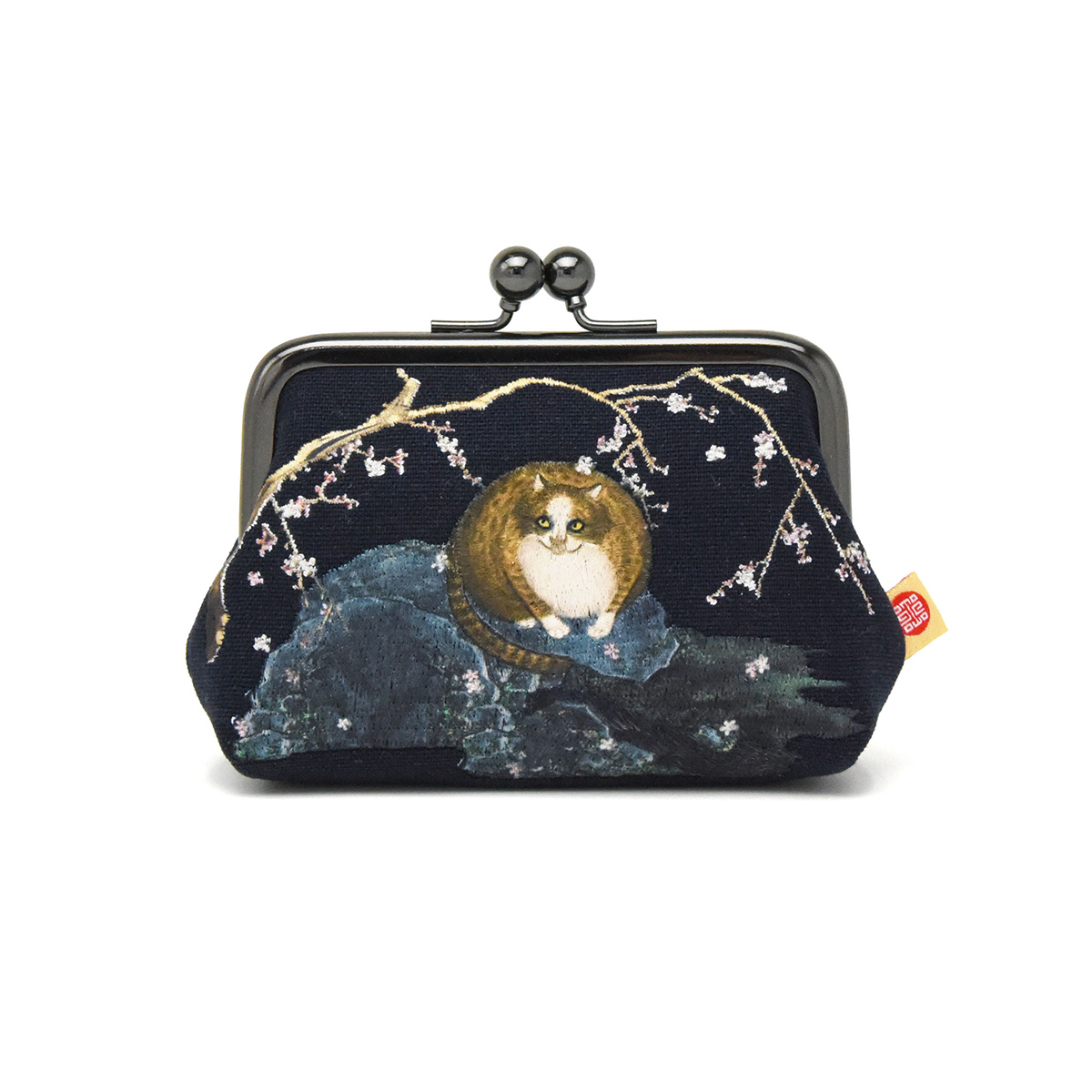 故宮精品網路商城- 紅梅貍奴刺繡口金包