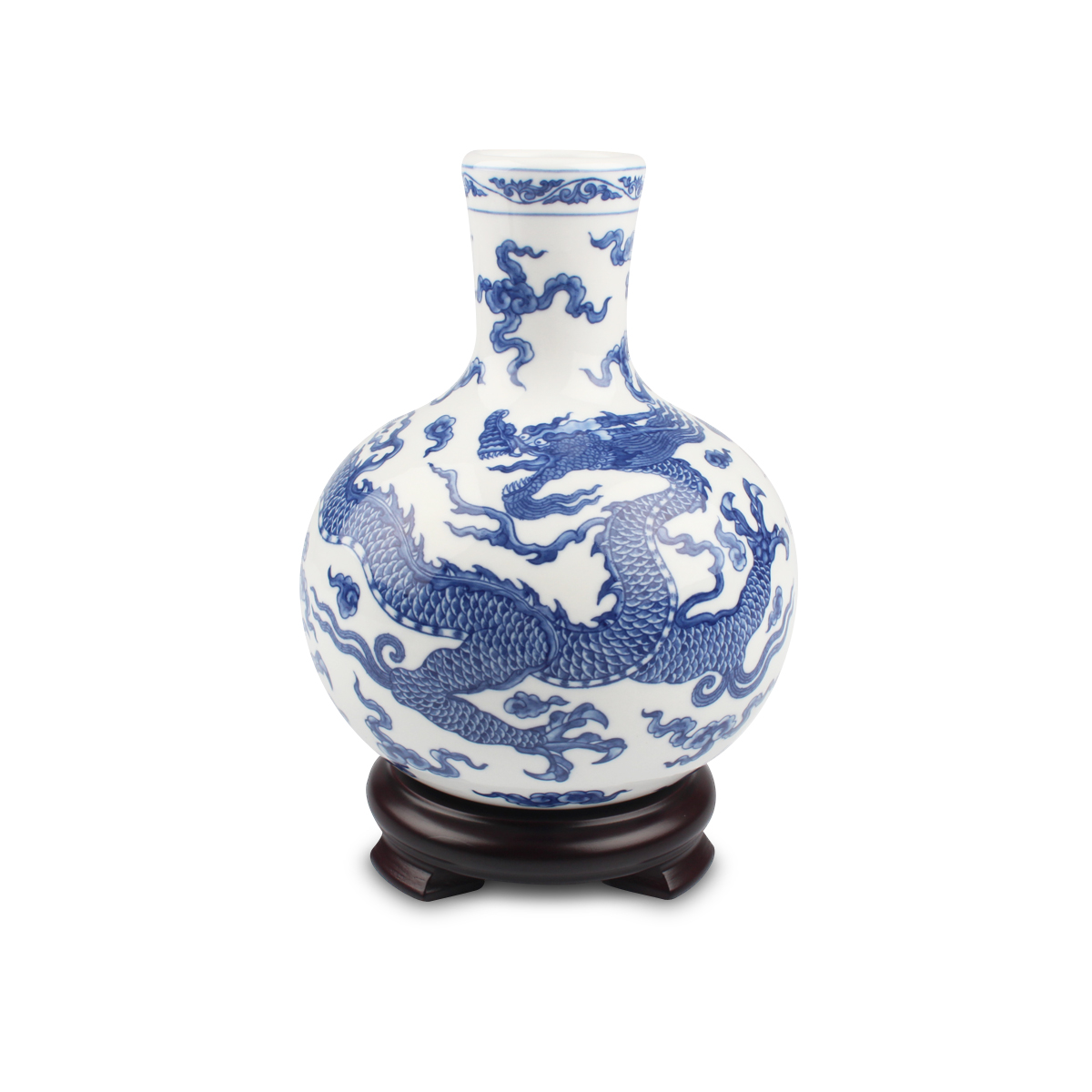 故宮精品網路商城- 青花蟠龍天球瓶(小)