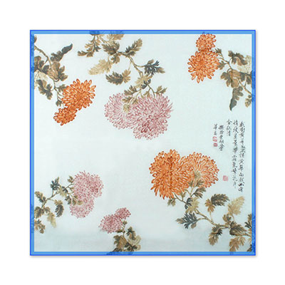 小菊花絲巾-藍 53x53 cm