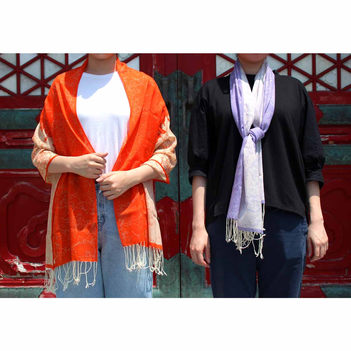 故宮精品網路商城- 蘋婆山鳥羊毛圍巾(紫) 166x54cm