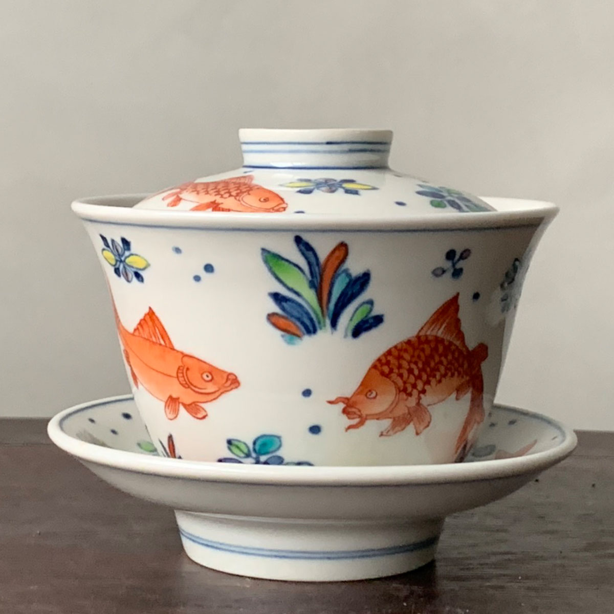 故宮精品網路商城- 鬥彩九魚蓋杯
