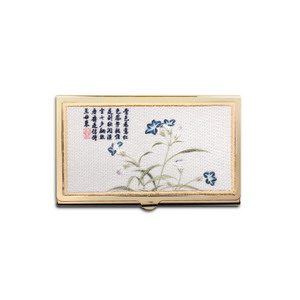 經典刺繡名片盒藍雀花