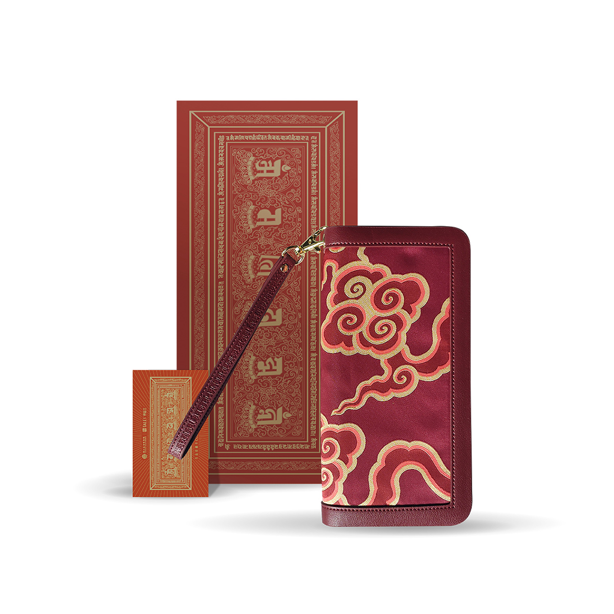故宮精品網路商城- 【龍藏萬福】刺繡長夾（紅）