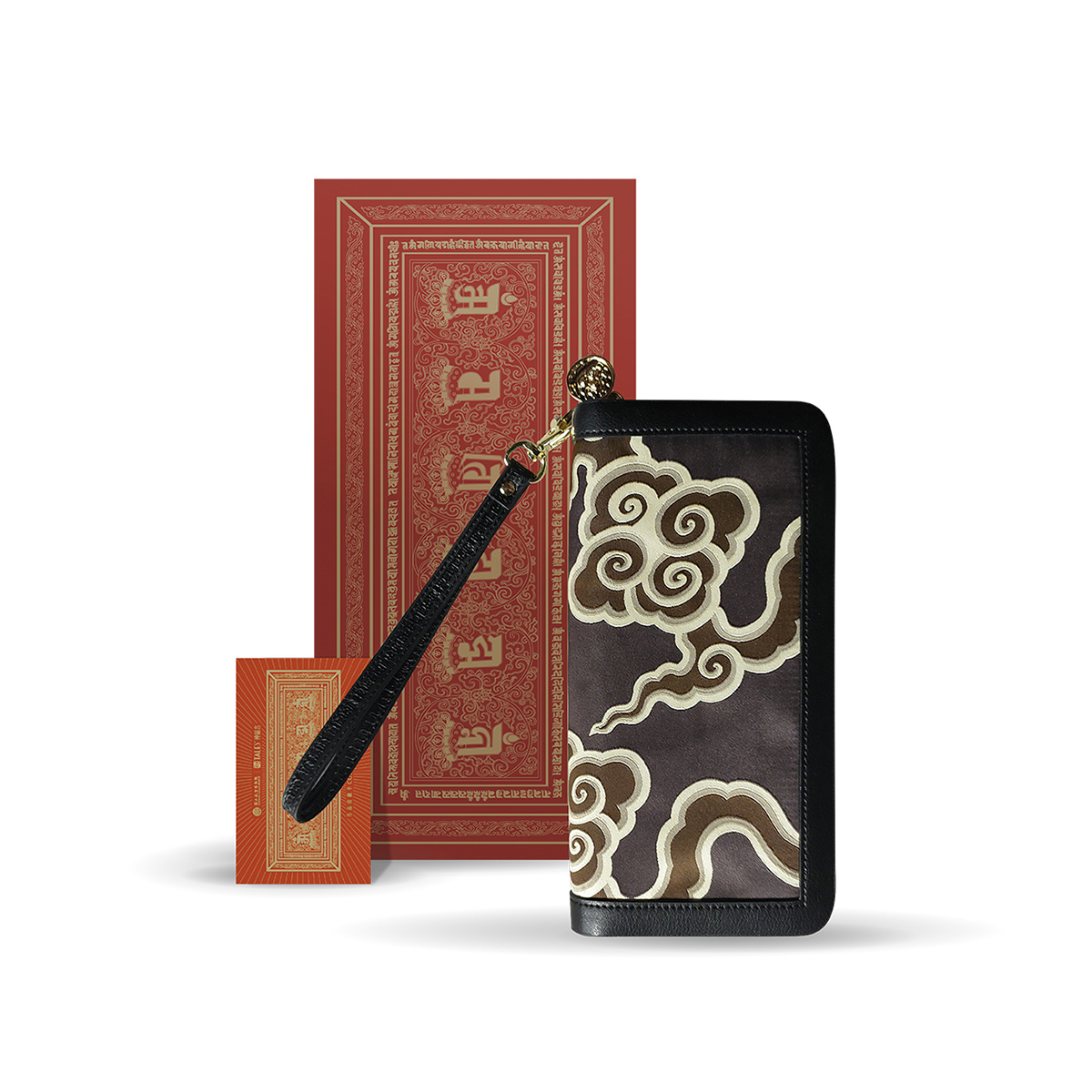 故宮精品網路商城- 【龍藏萬福】刺繡長夾（黑）