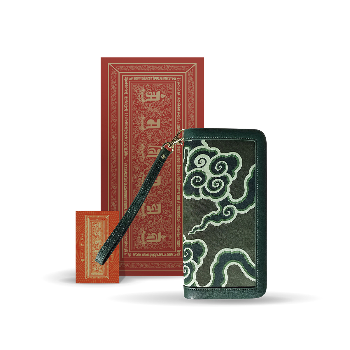 故宮精品網路商城- 【龍藏萬福】刺繡長夾（綠）