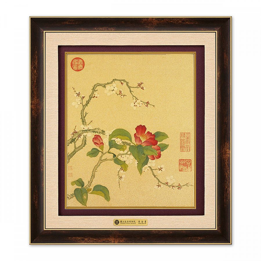 純金粉使用画 八駿圓 国立故宮博物院 台湾 風景画 木製額 新品 9900580601493_b.jpg