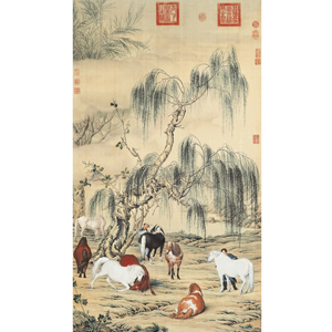 複製 畫心 清 郎世寧 《福》八駿圖(S)