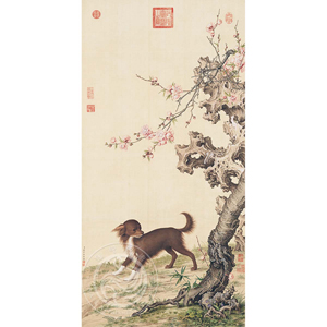 複製 畫心 清郎世寧畫花底仙尨