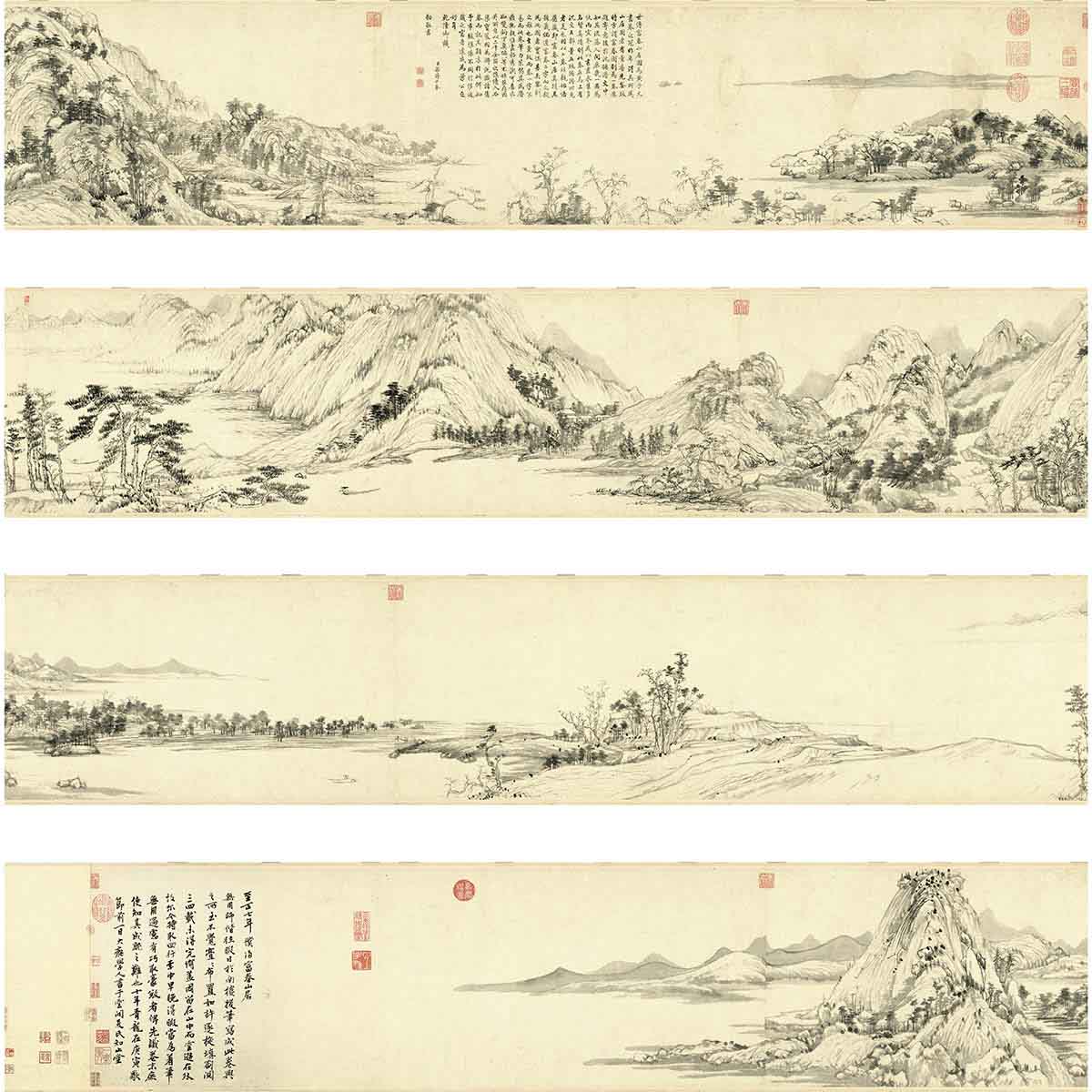 人気メーカー・ブランド 秋林山居 掛軸 中国 山水画 元黃公望富春 （故宮精品網路商城- 書