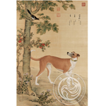 Product info: 複製 畫心 清 郎世寧 十駿犬茹黃豹L