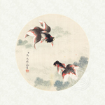 Product info: 複製 畫心 清馬文麟畫魚藻 冊 金魚(二)