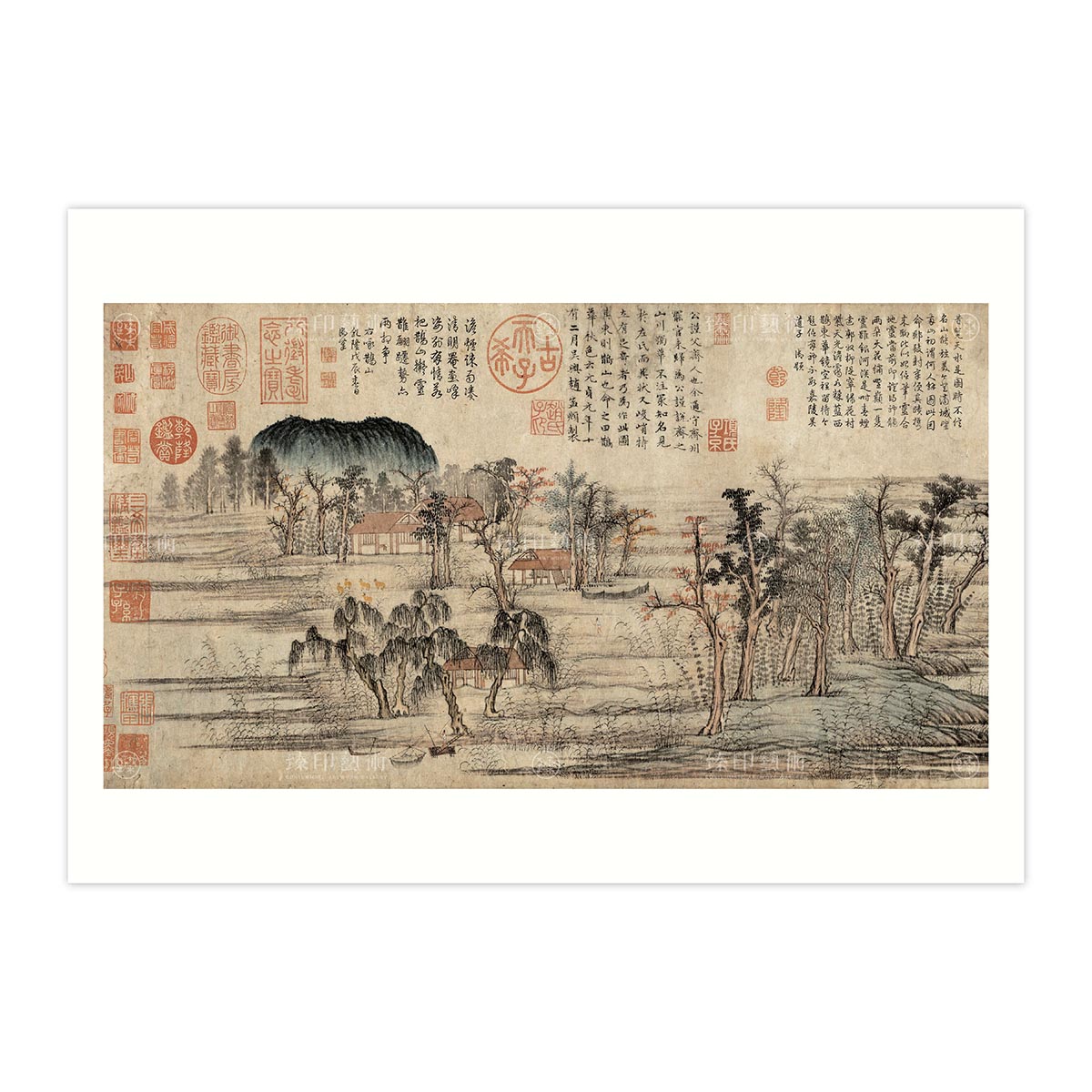 故宮精品網路商城- B4小畫片-元趙孟頫鵲華秋色．鵲山