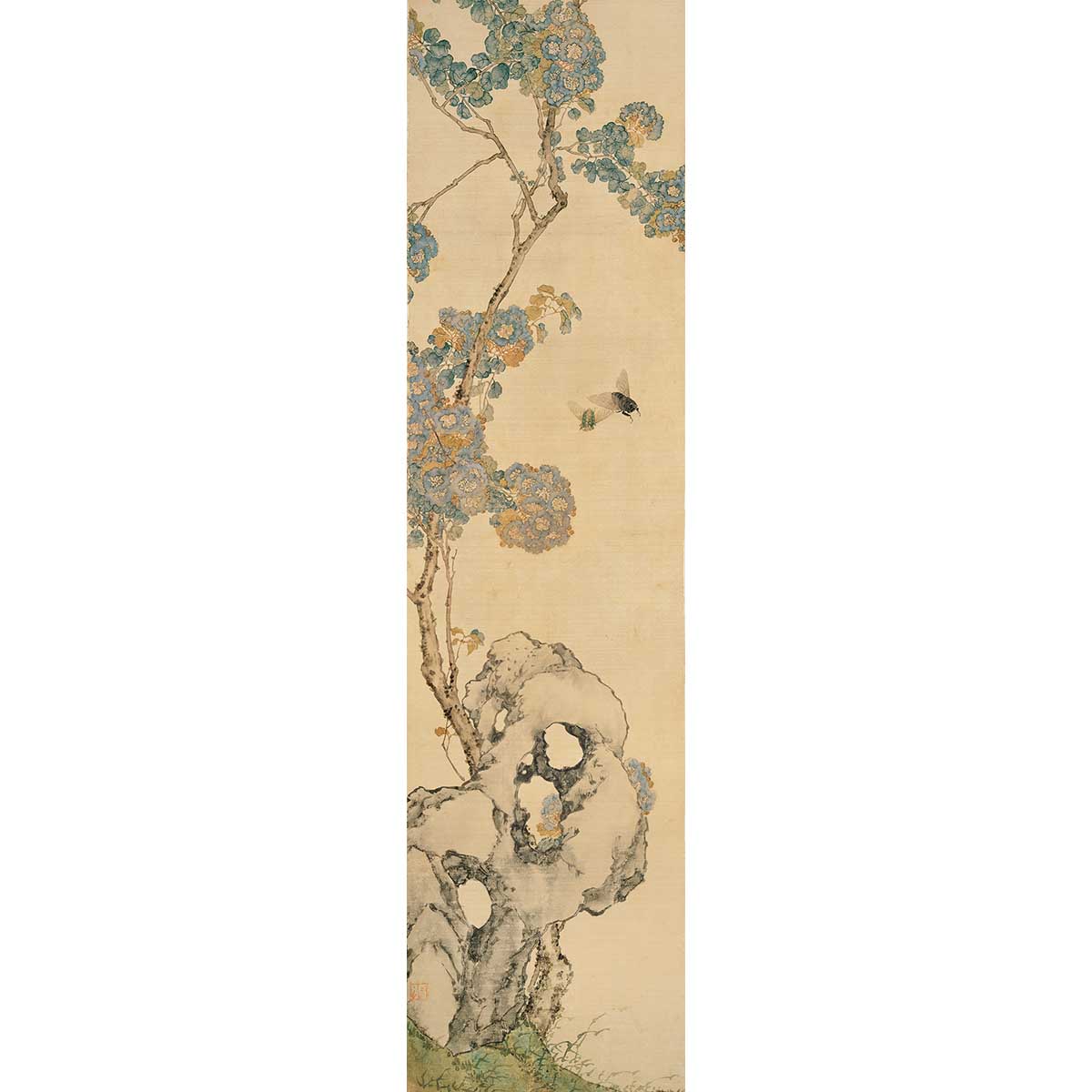 故宮精品網路商城- 複製畫心清居廉花卉草蟲四屏紫薇蟬