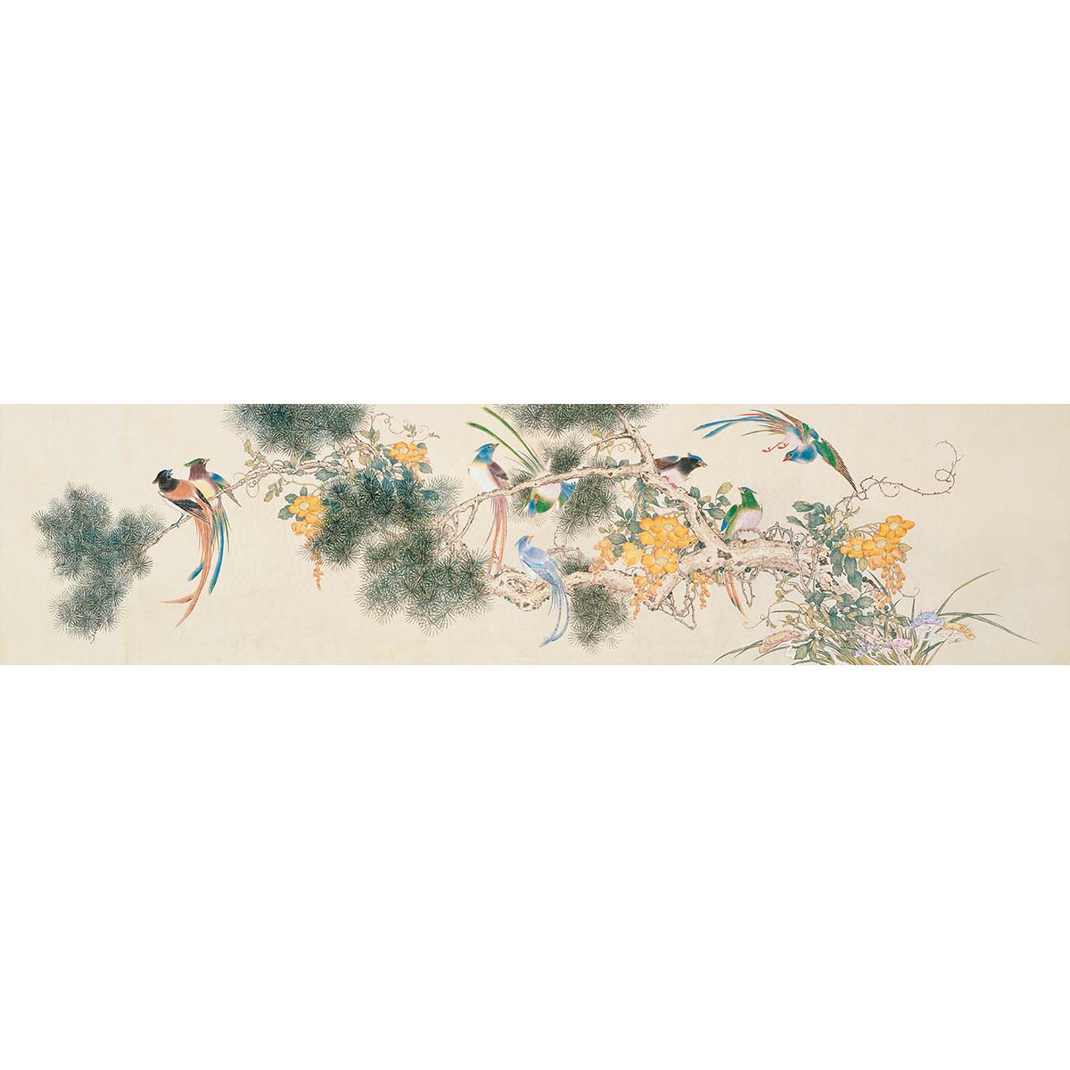 中国 清時代 沈銓 松梅雙鶴図 絹本 原色複製 ◇検故宮博物館◇ 一鼎軒