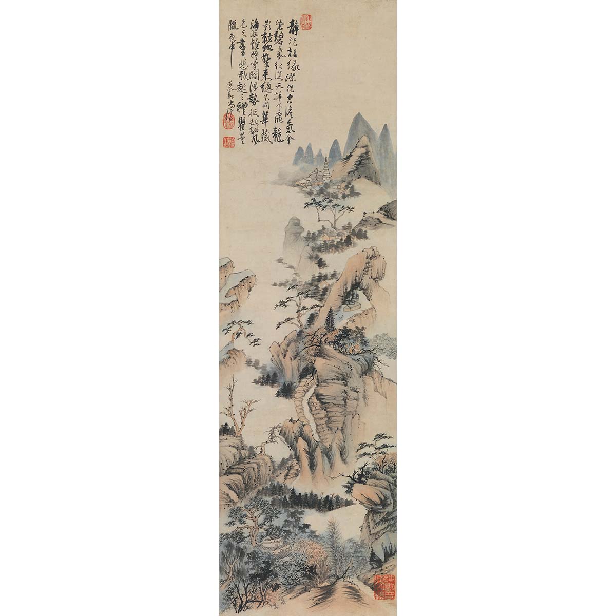 故宮精品網路商城- 複製-畫心清石濤黃山潔空金碧圖
