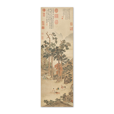 畫心:明 文伯仁 品茶圖　軸　