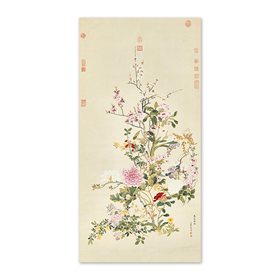 畫心:清 錢維城 畫萬彙熙春圖　軸 　