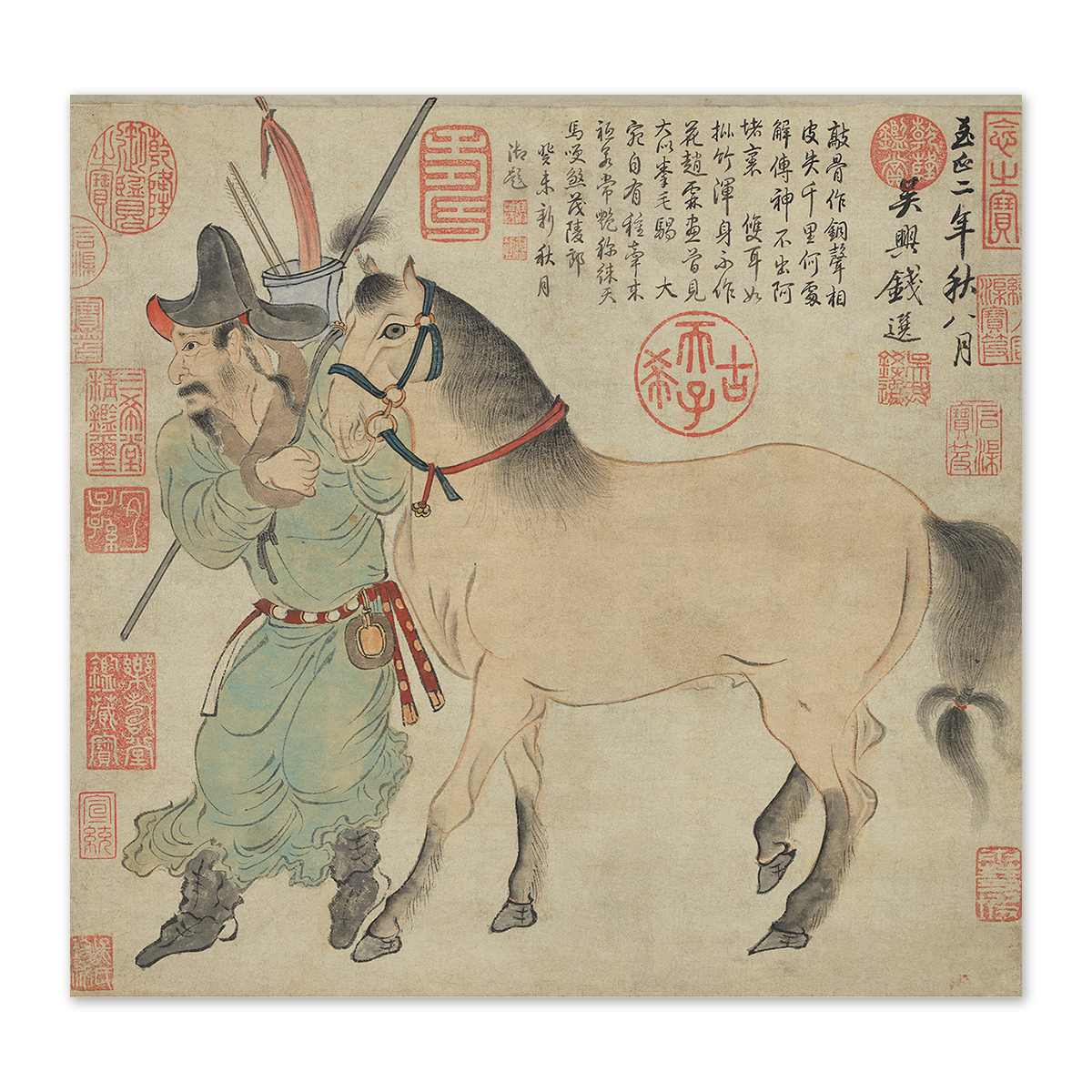 故宮精品網路商城- 畫心:清錢維城畫萬彙熙春圖軸