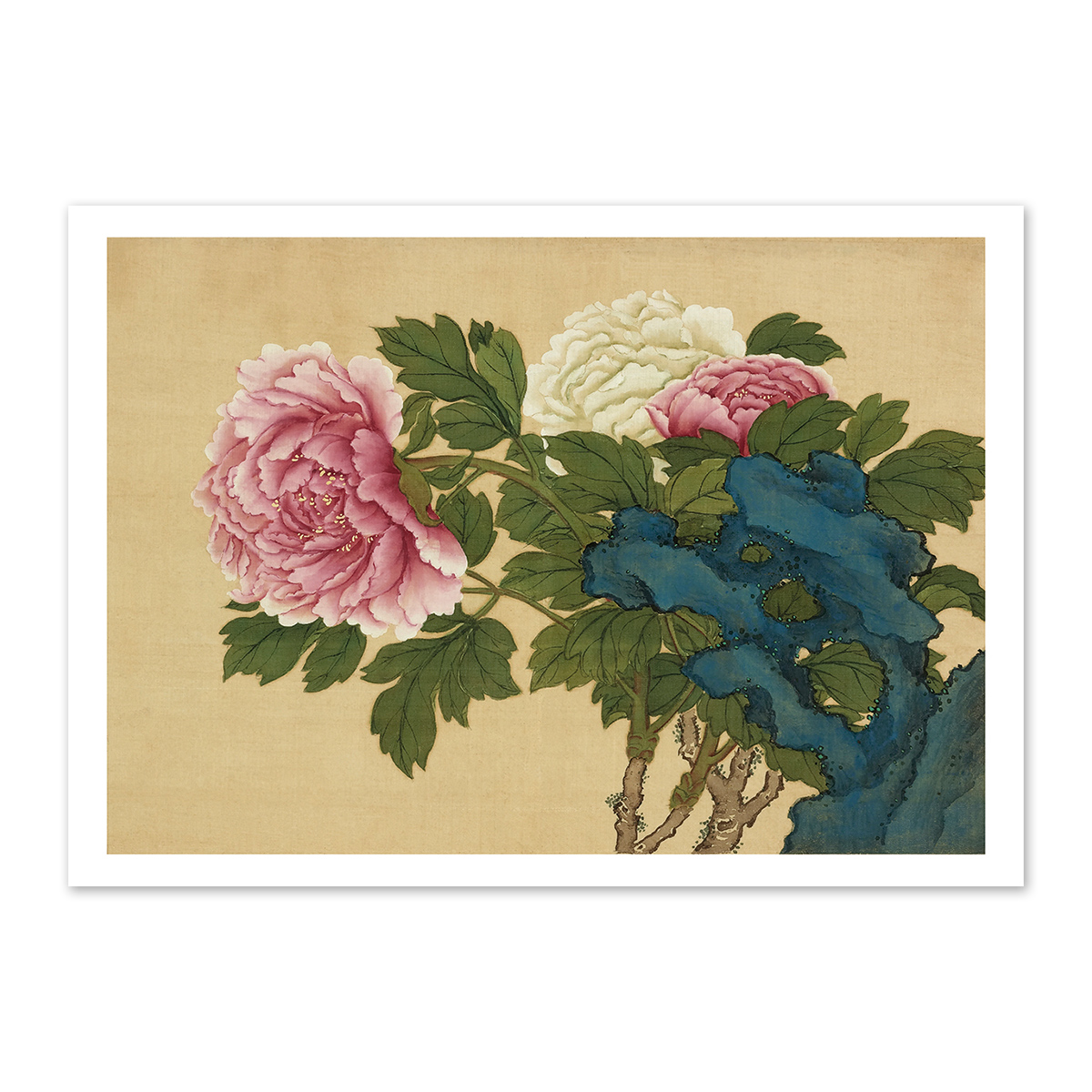 故宮精品網路商城- 圖卡:清王圖炳春景花卉詩畫冊冊牡丹