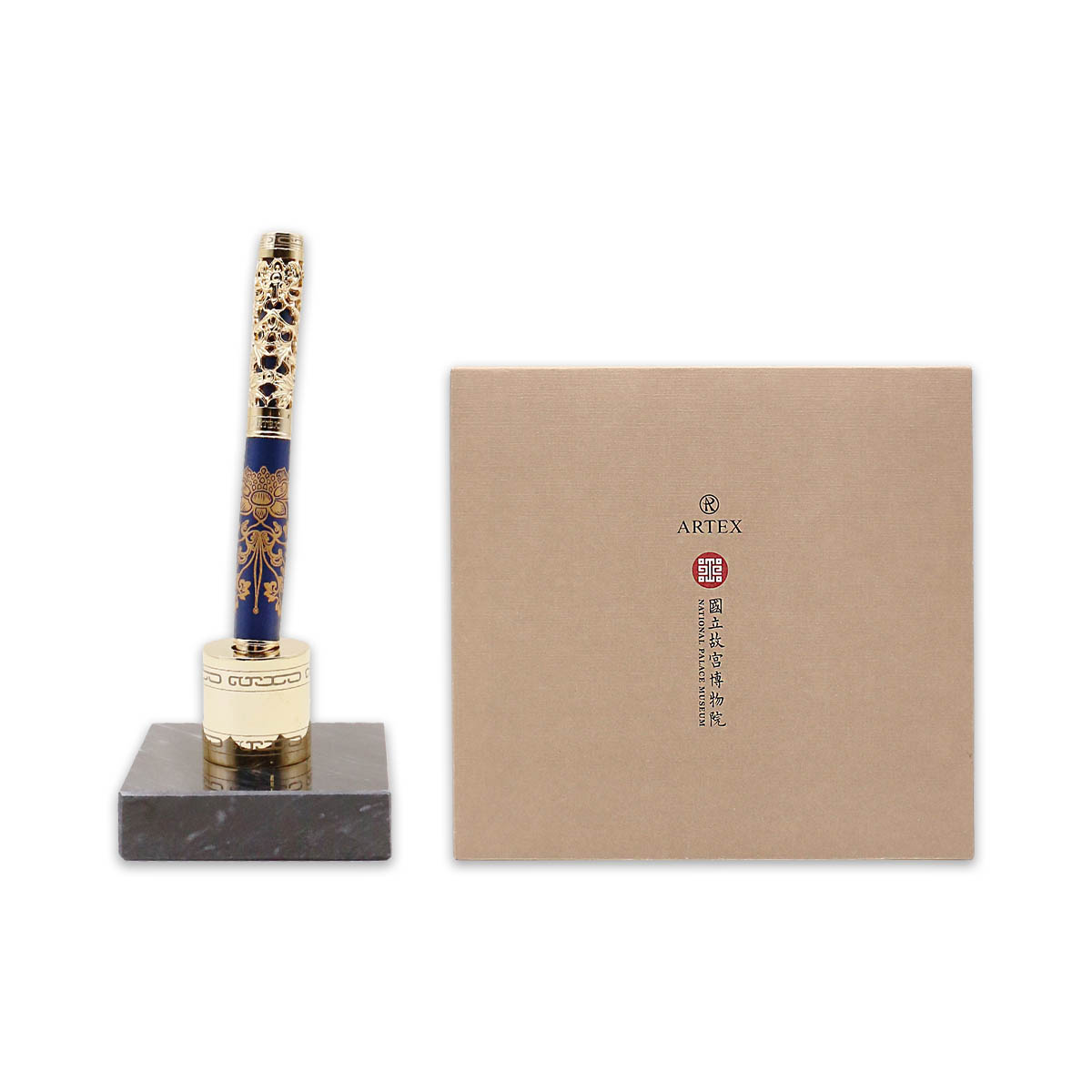 故宮精品網路商城- 金番花鋼筆禮盒(藍金)