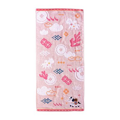 Product info: 【預購】綠地粉彩寶馬-紗布提花毛巾