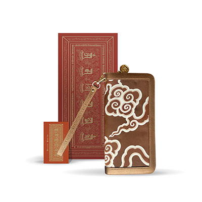 故宮精品網路商城- 【龍藏萬福】刺繡長夾（咖）