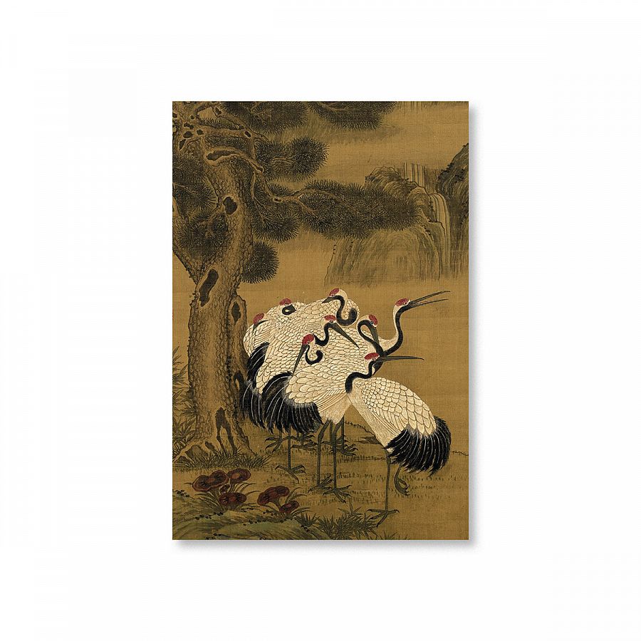 故宮精品網路商城- 明呂紀畫松鶴長春軸明信片