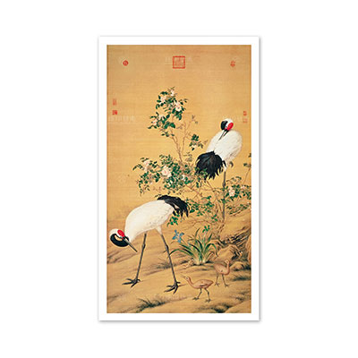 故宮精品網路商城- 宣彩畫-清郎世寧花陰雙鶴