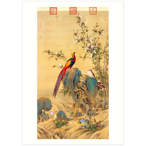 稀少中国清郎世宁长春图 名家绢絵 日本株式会社 二玄社印刷品16枚古董品 稀少中国清郎世宁长春图 名家绢絵 日本株式会社 二玄社印刷品16
