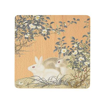 Product info: 故宮花陰玉兔木製杯墊