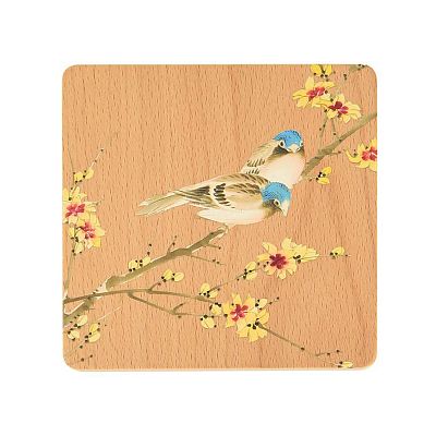 Product info: 故宮蠟梅山雀木製杯墊