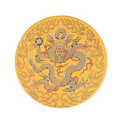 Product info: 明黃地團龍杯墊