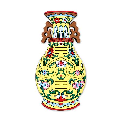 故宮精品網路商城- 彩雕磁貼鏤空花瓶