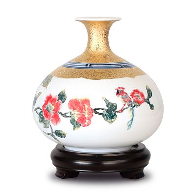 Product info: 金彩茶花雙喜瓶