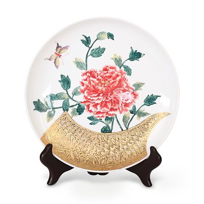 Product info: 法華牡丹金彩盤