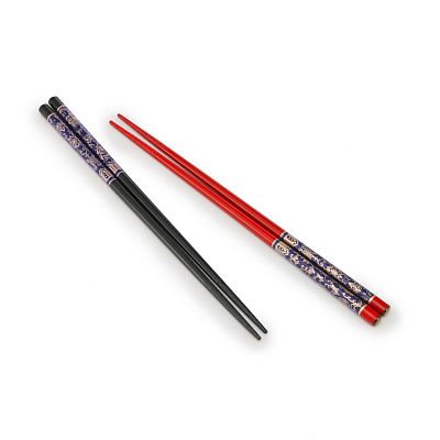 Product info: 描金福壽筷兩雙-黑紅