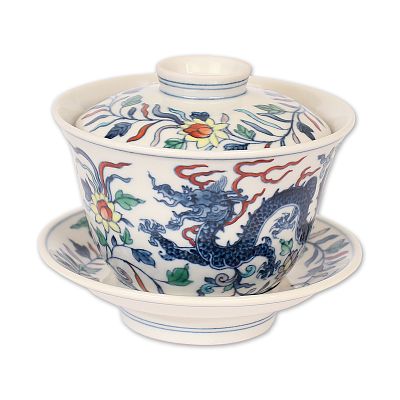Product info: 鬥彩唐草龍蓋杯