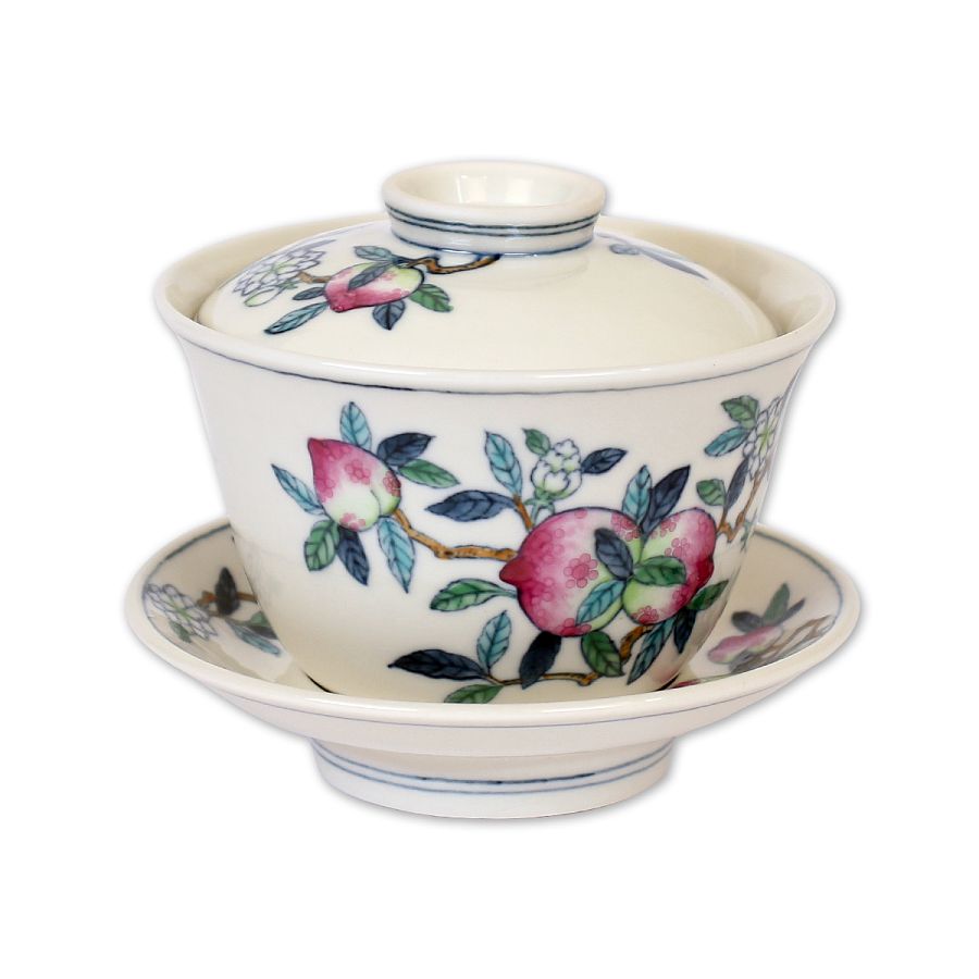中古 「同治年製」款 粉彩 九桃二福文 馬蹄杯 一対 茶杯 煎茶碗 CL0057 故宮精品網路商城- 粉彩壽桃蓋杯