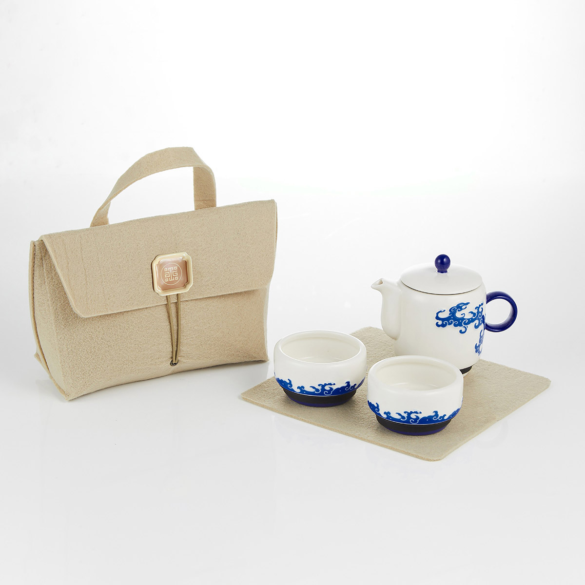 茶道具　龍喜窯　白玉文珠写　茶入　西陣織正法寺純子　仕覆付　共箱　V　R6165 道具 ] - 道具 龍喜窯造 中興名物吹上文琳写茶入（仕覆付）（共箱）□z