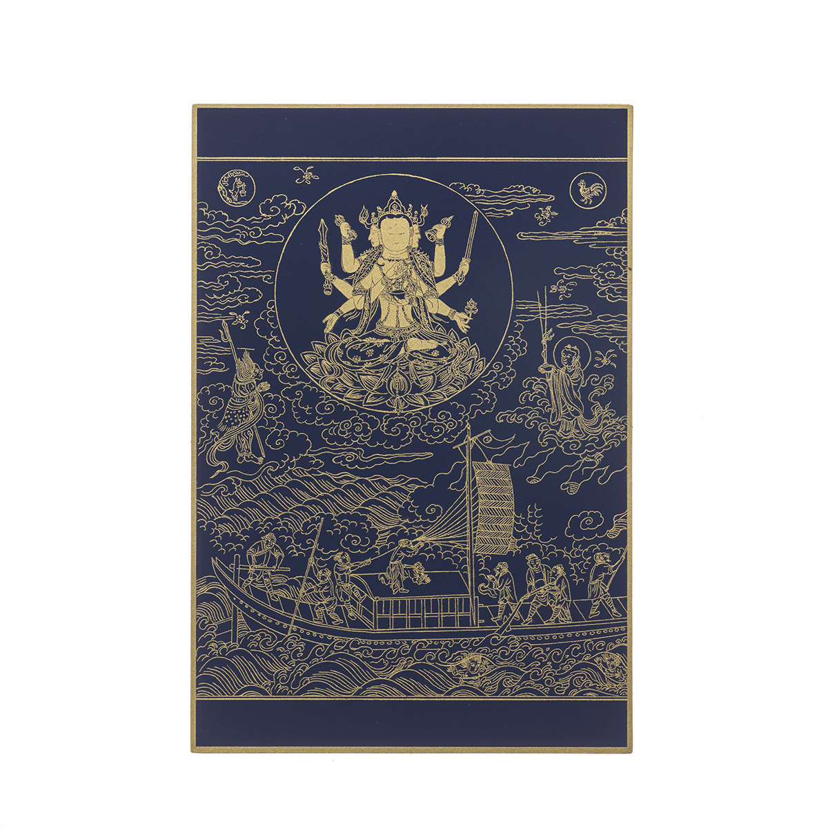 故宮精品網路商城- 故宮百年紀念描金佛卡系列-觀音救災厄脫海難