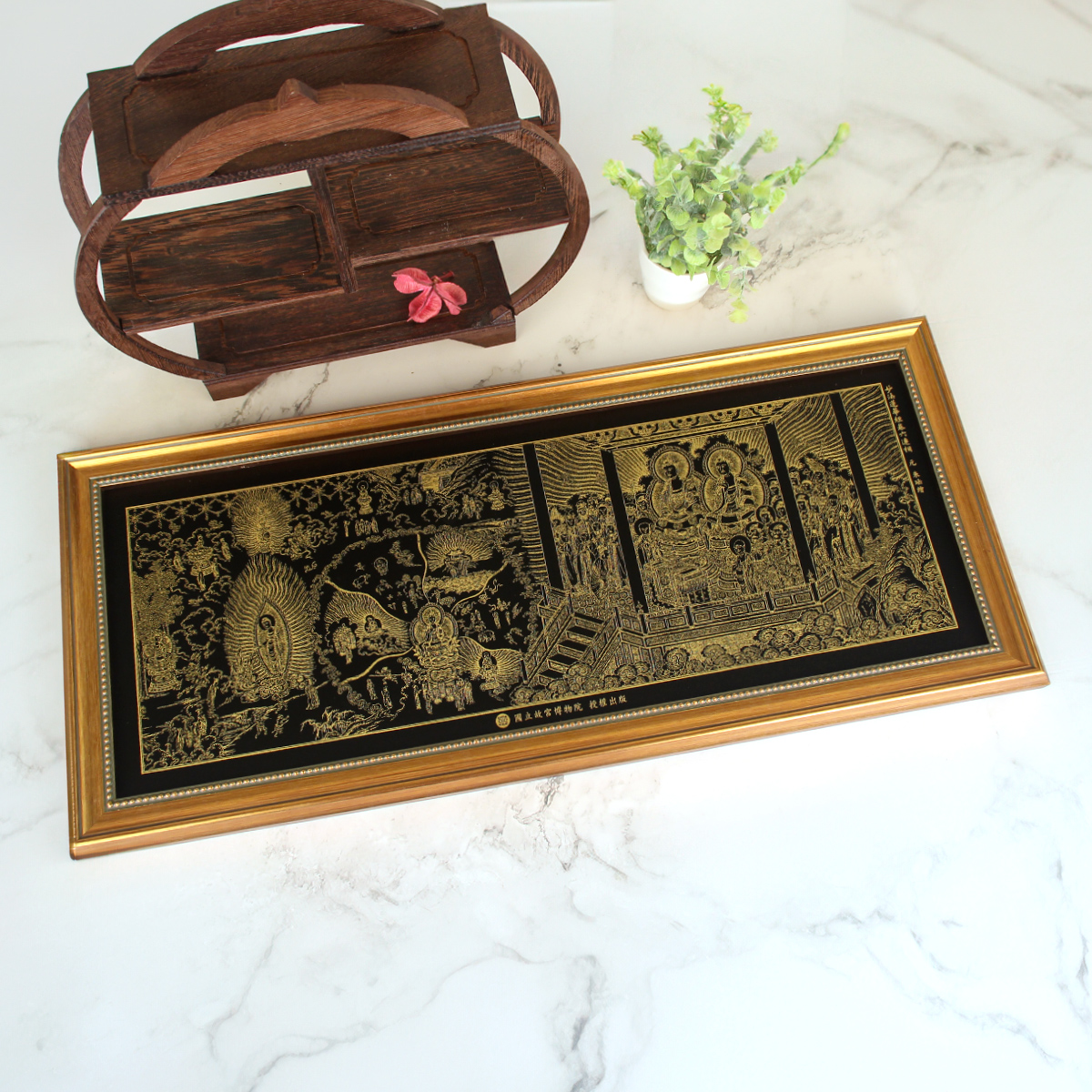 MB29】時代漆芸 蓬莱山蒔絵 大盃・盃台 塗師/義彦(箱印有) 雪華紋 本金