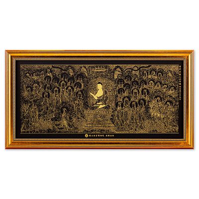Product info: 畫心含框- (10)普門品靈山法會圖-明宣德七年泥金