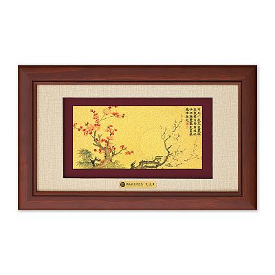 Product info: 如意黃金畫-梅花竹葉