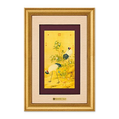Product info: 富貴W黃金畫-花陰雙鶴